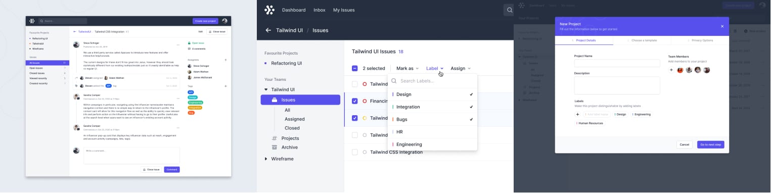 Diseños que James creó para Tailwind UI